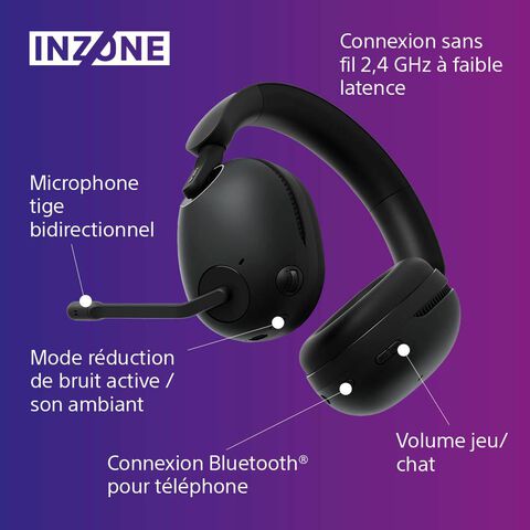 Casque gaming H9 Sony INZONE sans fil - A réduction de bruit - Noir